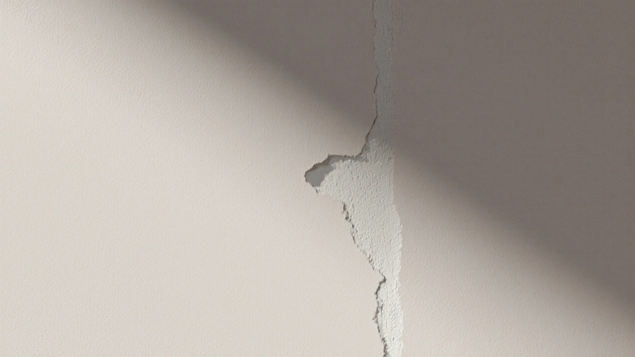 Opravená zeď po broušení a natření, povrch je hladký a bez viditelné díry.