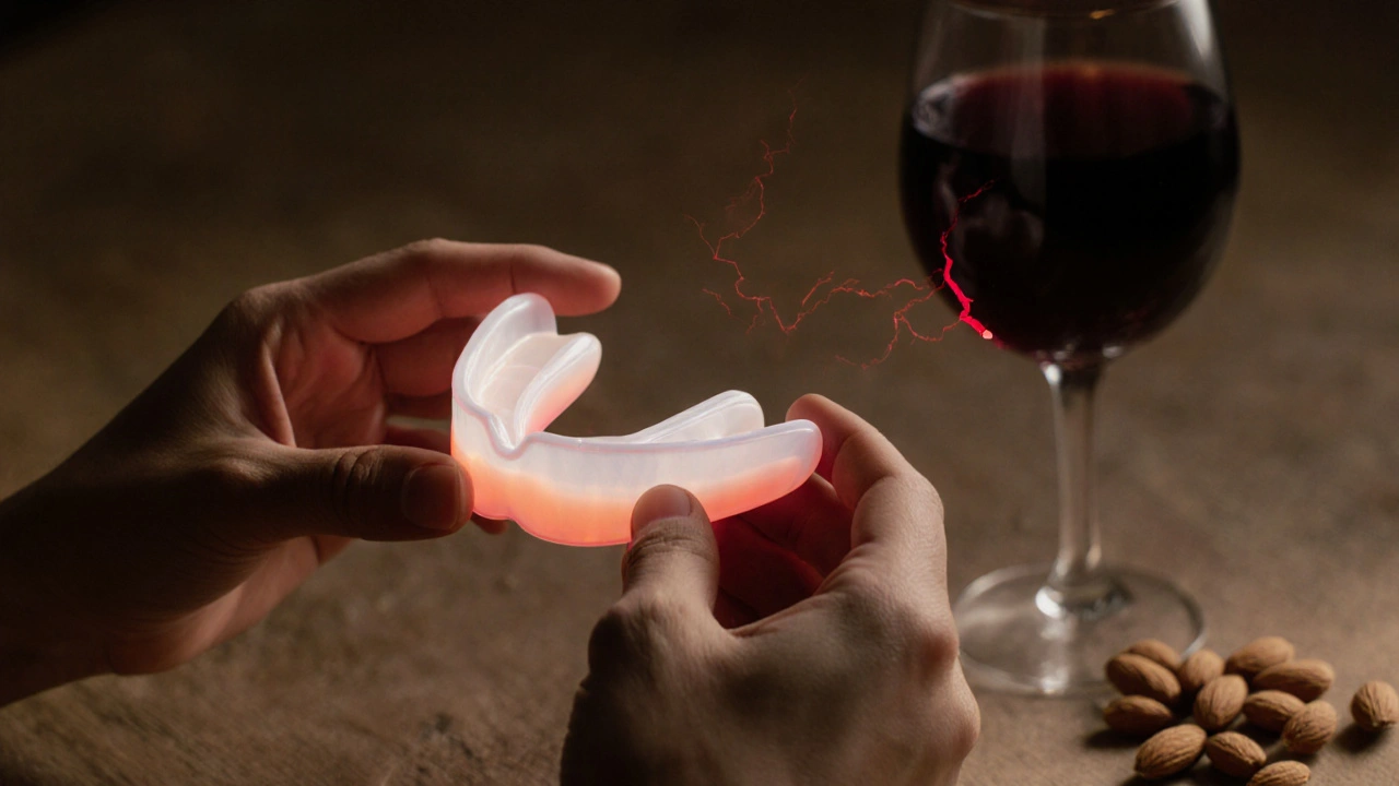 Noční brnění vedle tvrdých potravin, s neviditelnou trhlinou v pozadí.