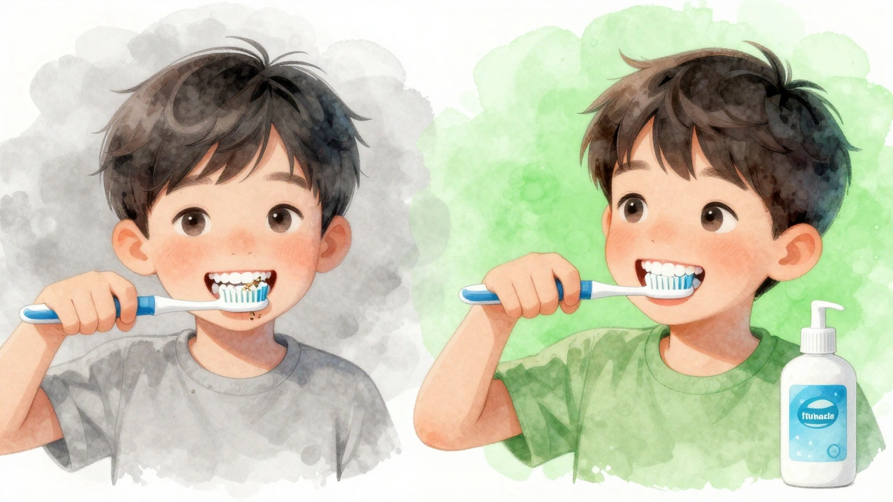 Porovnání špatné a správné hygieny úst během nošení rovnátek.