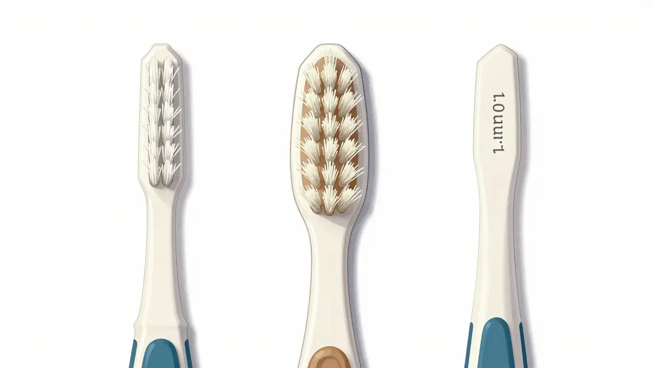 Tři typy mezizubních kartáčků různých velikostí a tvarů na bílém pozadí.