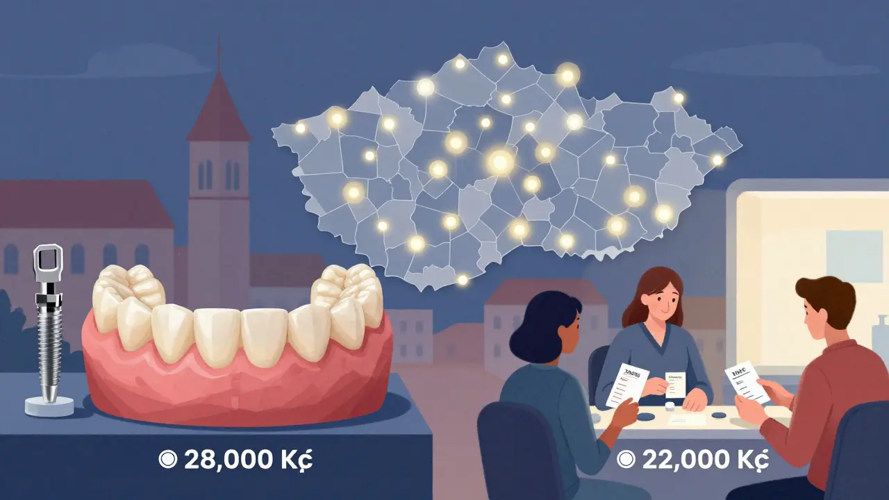 Comparison of dental treatment prices between Prague and regional Czech cities