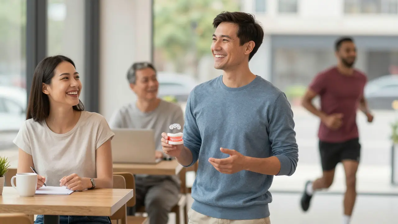 Dospělí nosí téměř neviditelná rovnátka v běžných situacích.