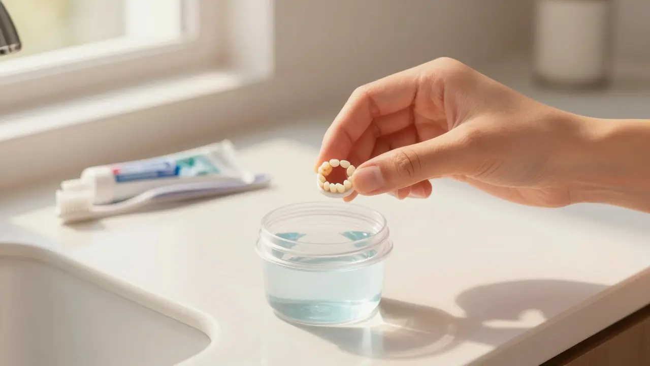 Osoba ukládá uvolněnou korunku do kontejneru s vodou