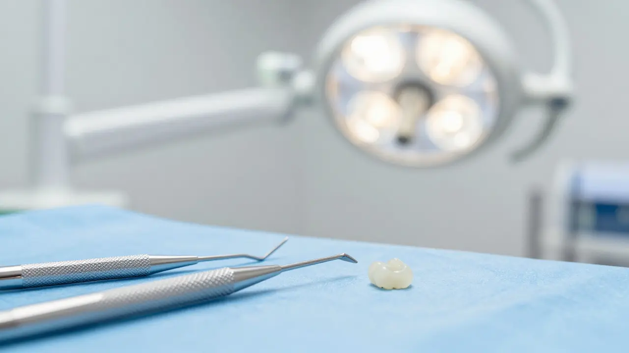 Klinické nástroje pro endodontickou léčbu kanálků v moderní ordinaci.