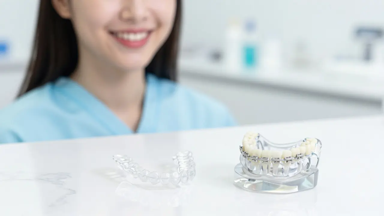 Průhledné alignery a keramické rovnátka jako bezpečné alternativy pro rovné zuby.