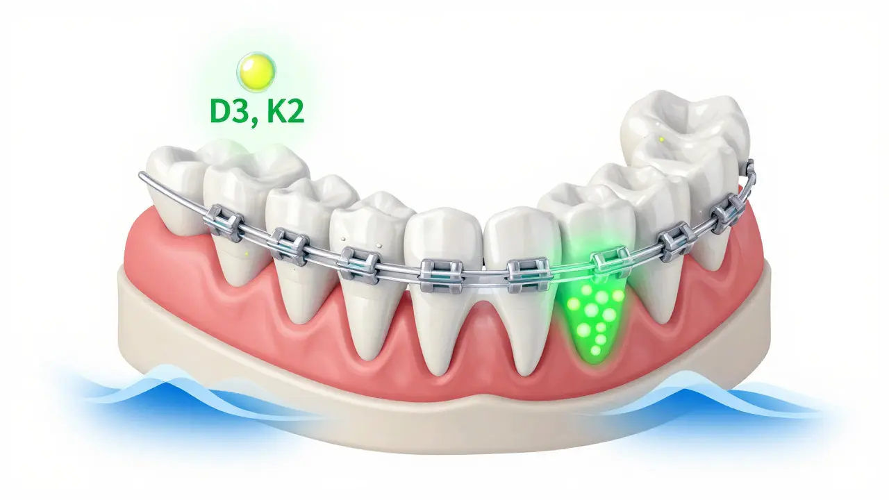 3D vizualizace pohybu zubu působením síly rovnátek a regenerace kosti