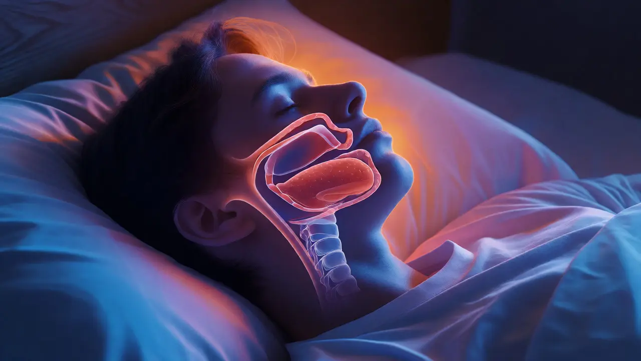 Ilustrace spojení předkusu, dýchání a kvality spánku